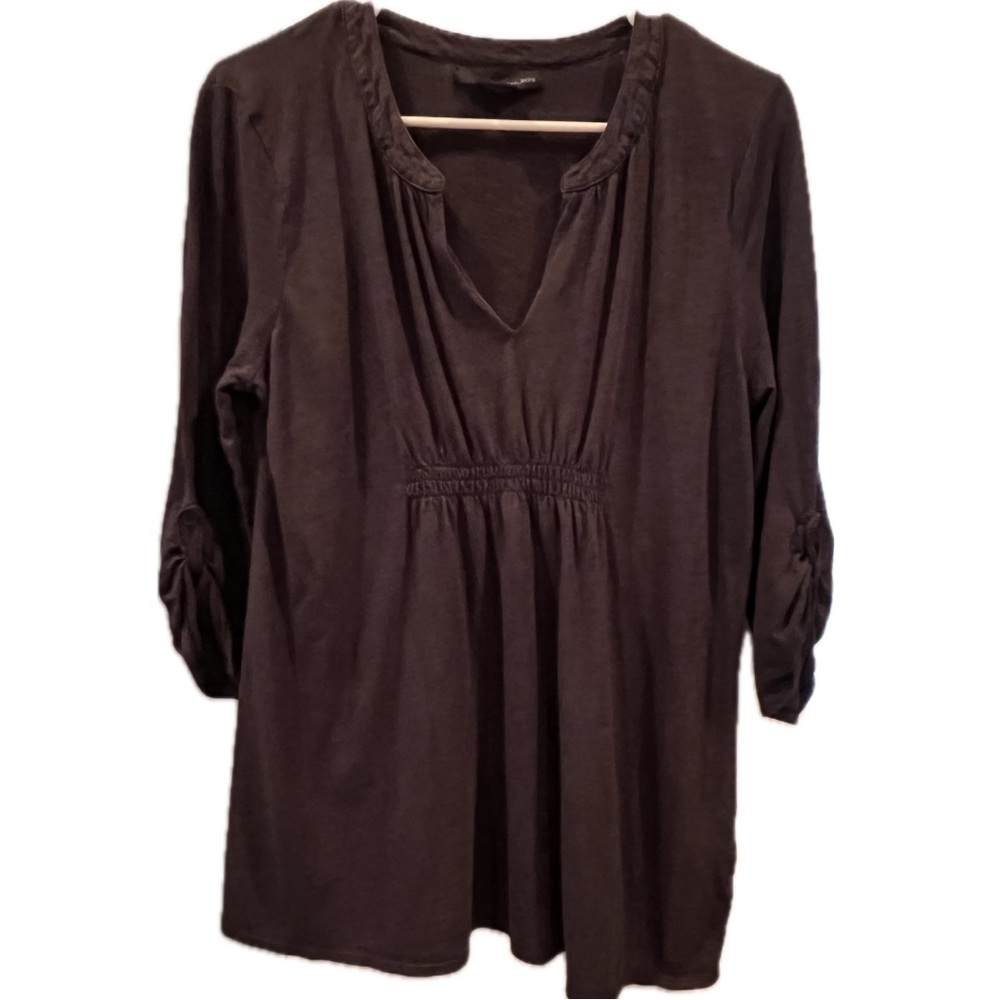 Calvin Klein Jeans smocked knit 3/4 sleeve top, navy blue. Large.